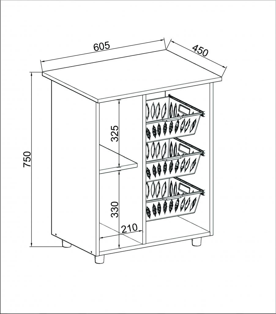 Fruteira Forno Luci- 1 Porta- 3 Cestos | genialflex